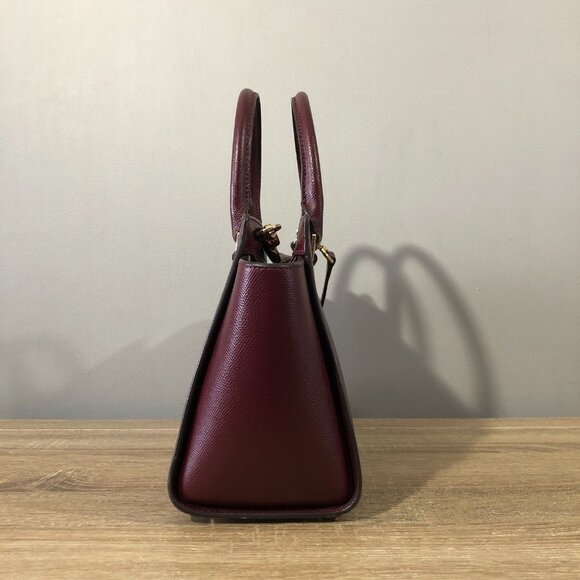 Michael Kors Selma Medium Saffiano Leather Merlot/Wine Satchel Crosbody Handbag - Picture 3 of 16